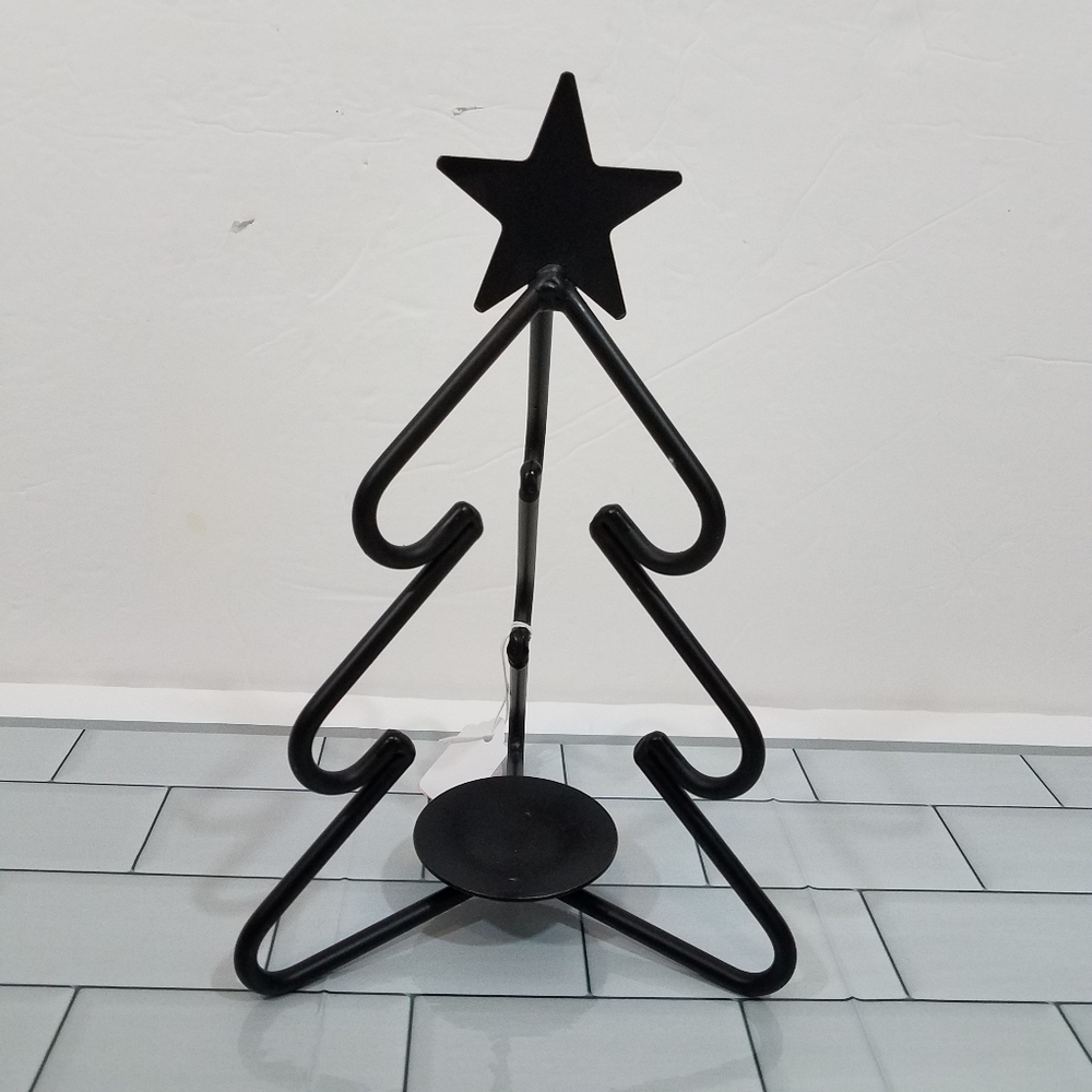Christmas Tree Candle Holder Black Metal